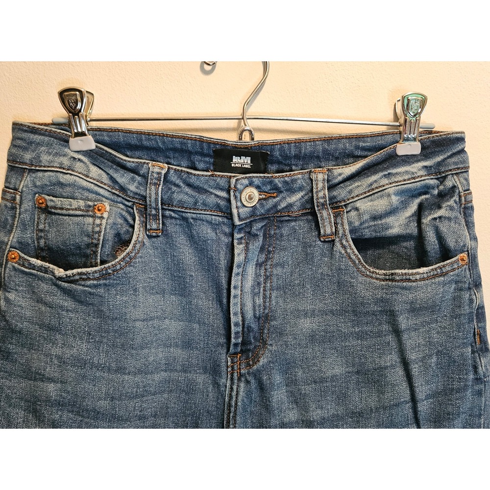 L&M Black Label Medium Wash Straight Leg Raw Hem Jeans size 11 - Picture 2 of 7